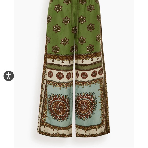 Alemais Olive and Aqua Patterned Wide Leg Pants - Picture 2 of 8